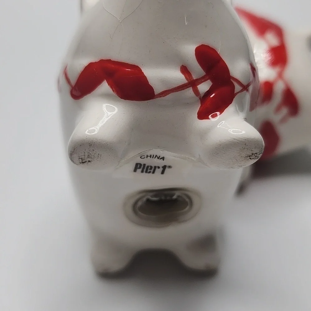 Pier 1 Pig Salt and Pepper Shakers Red & White